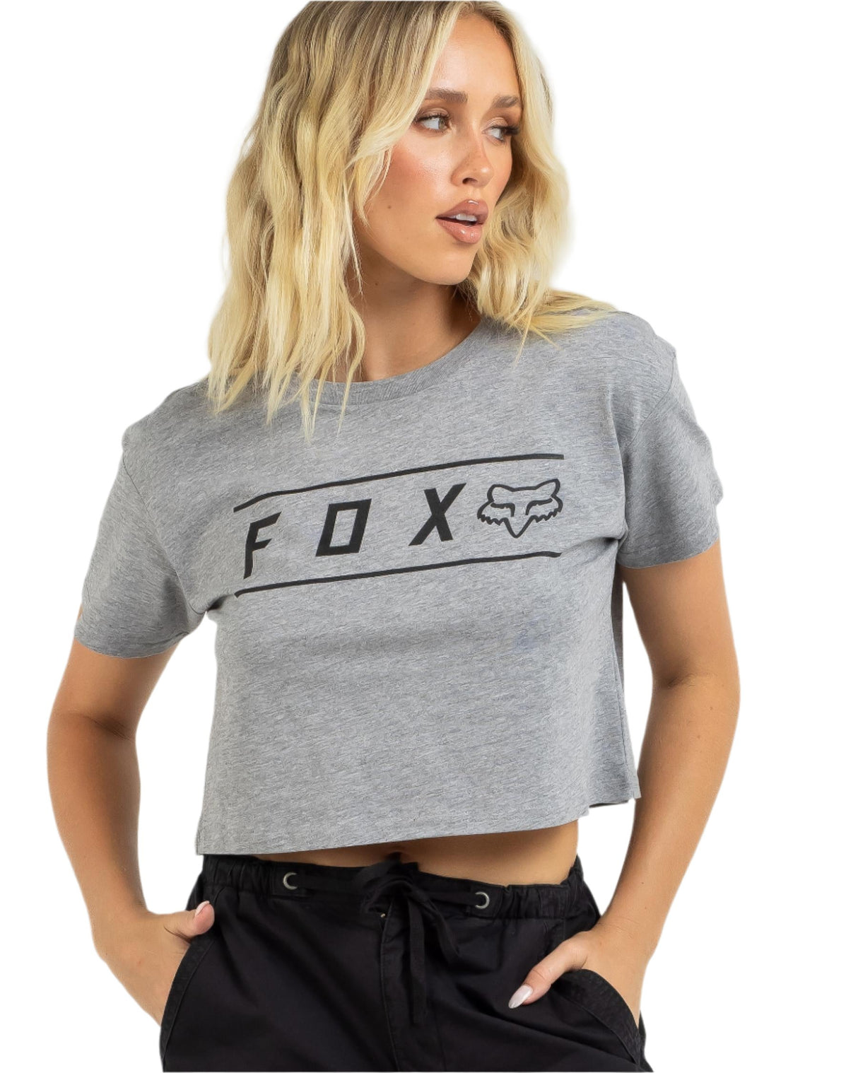 Fox PINNACLE CROP TEE - Heather Graphite