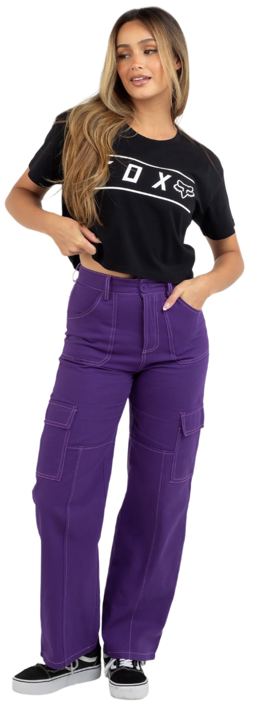 Fox PINNACLE CROP TEE - Black FRONT