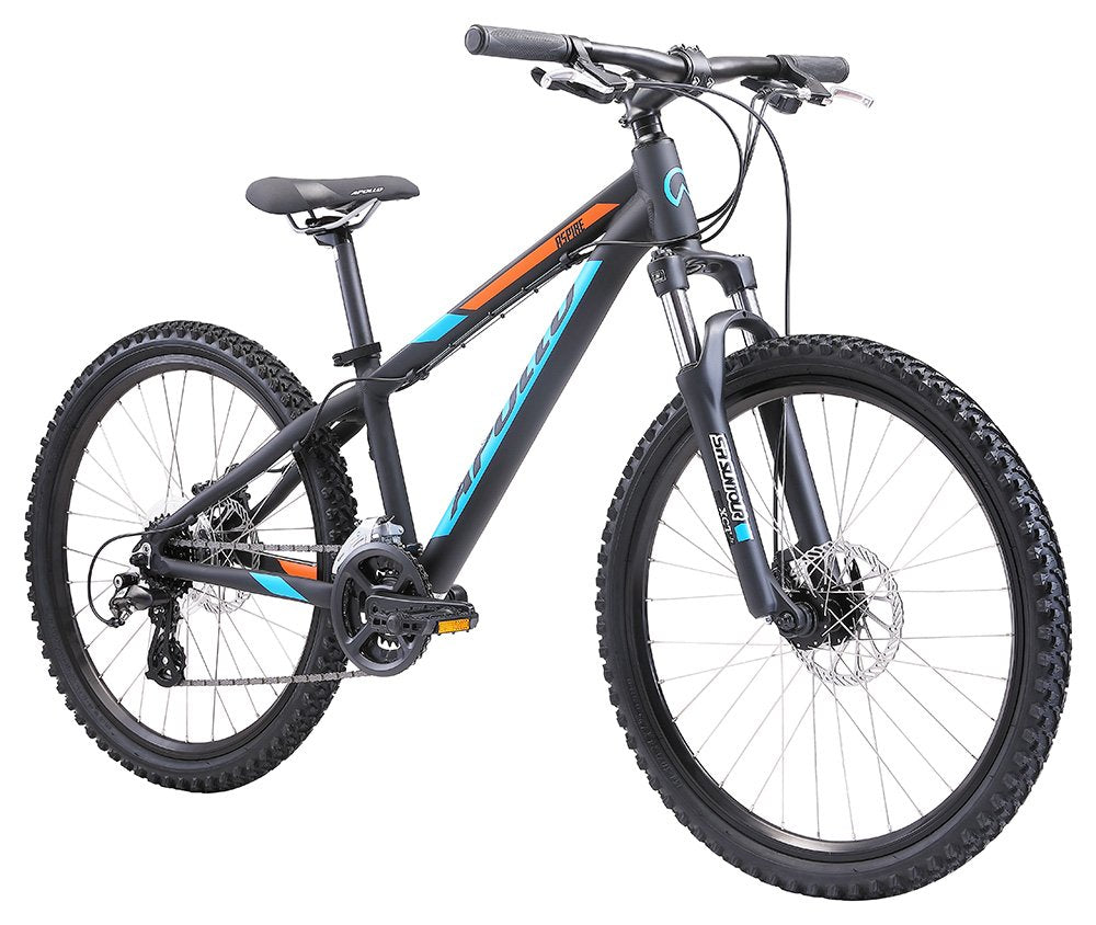 Apollo ASPIRE 24 Youth Mountain Bike - Matte Black / Blue / Orange