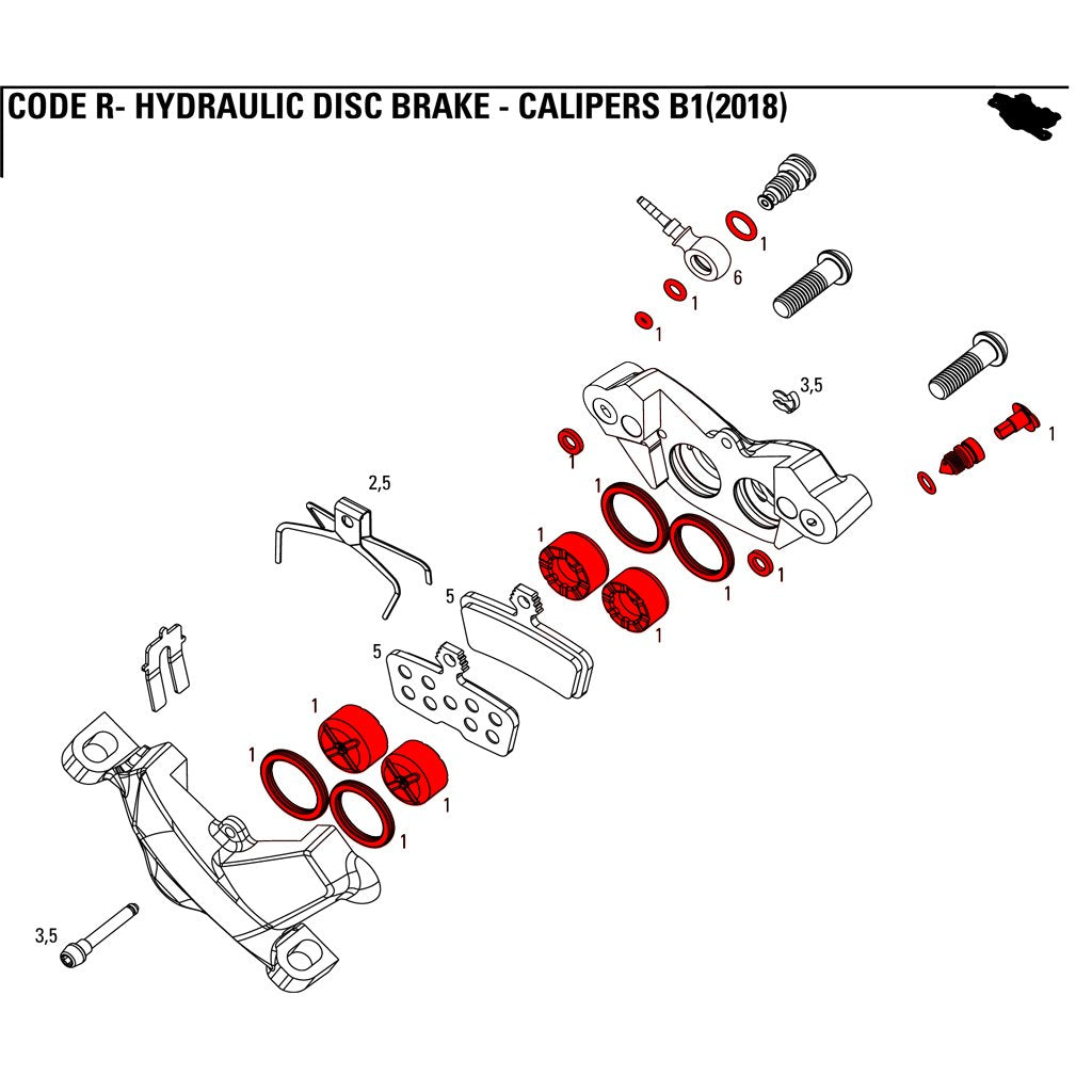 SRAM Avid Caliper Piston Kit for Code R B1 / RSC A