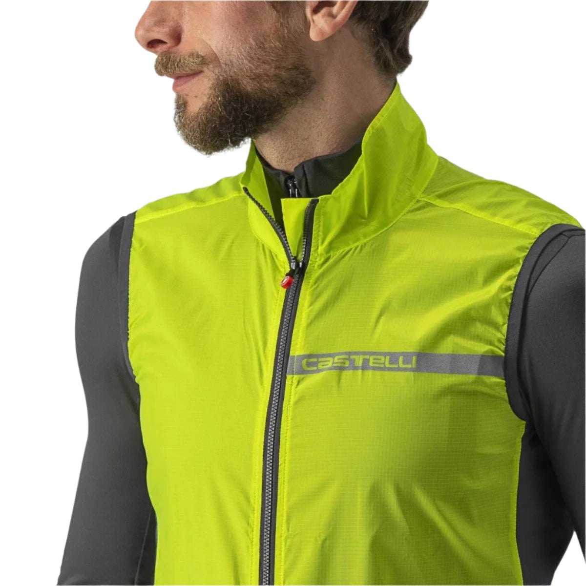 CASTELLI SQUADRA STRETCH VEST ELECTRIC LIME/DARK GRAY FRONT