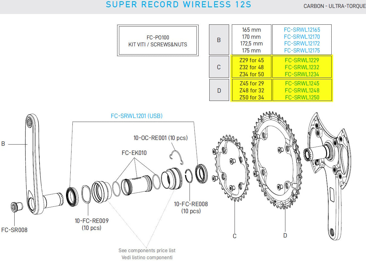 Campagnolo Chainring 12 Speed Super Record Wireless + Screws - 88BCD