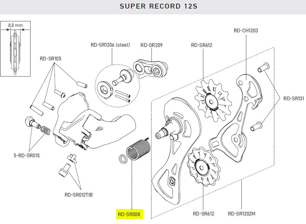 Campagnolo SR/RE/CH RR Derailleur Cage Return Spring