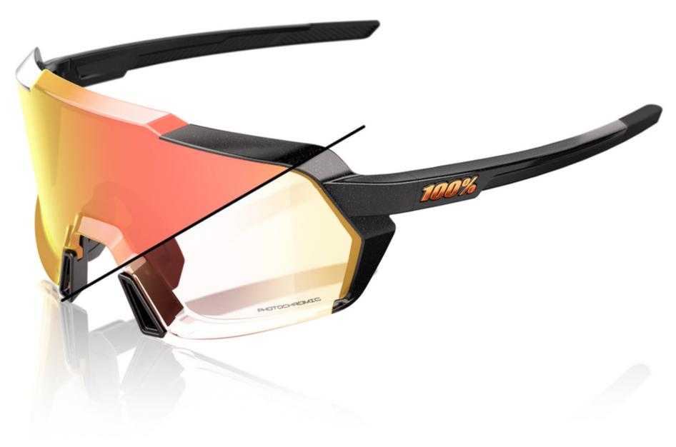 100% Eyewear KORBIN SUNGLASSES - Gloss Metallic Black - Orange Flash Mirror Photochromic
