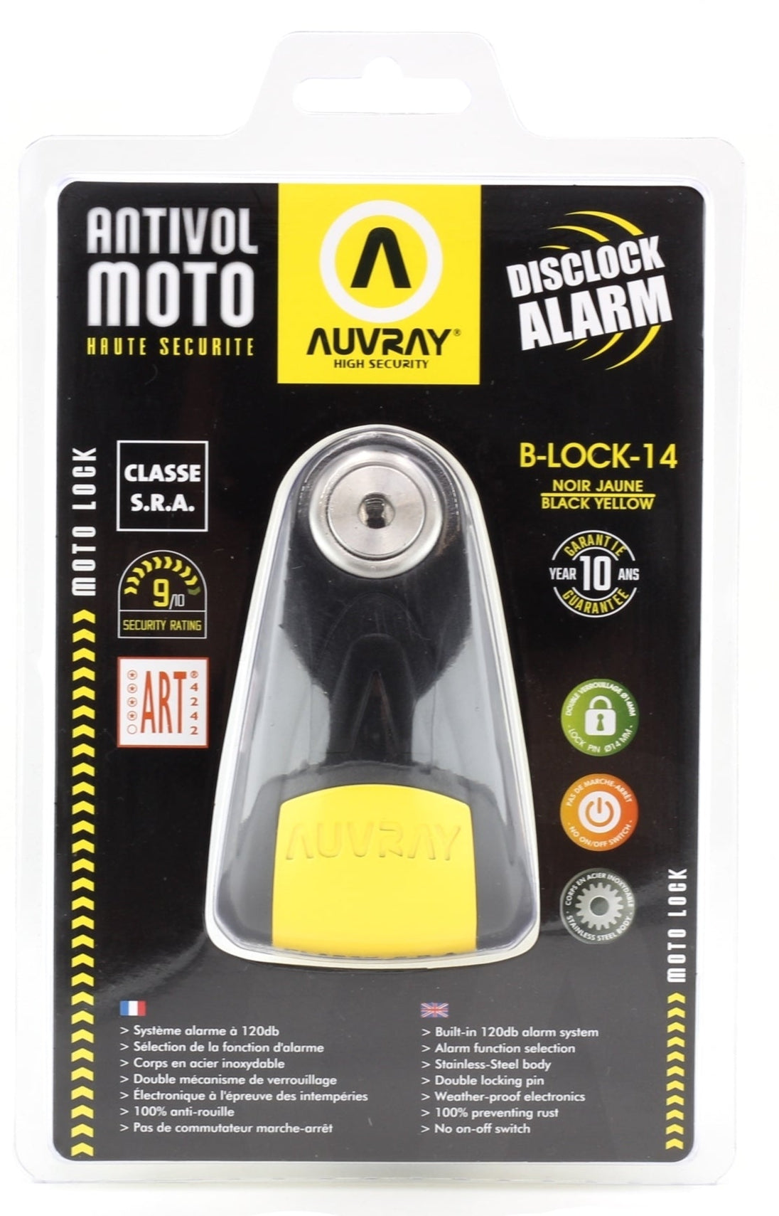 Auvray B-LOCK-14 SRA Class Disc Alarm Yellow/Black