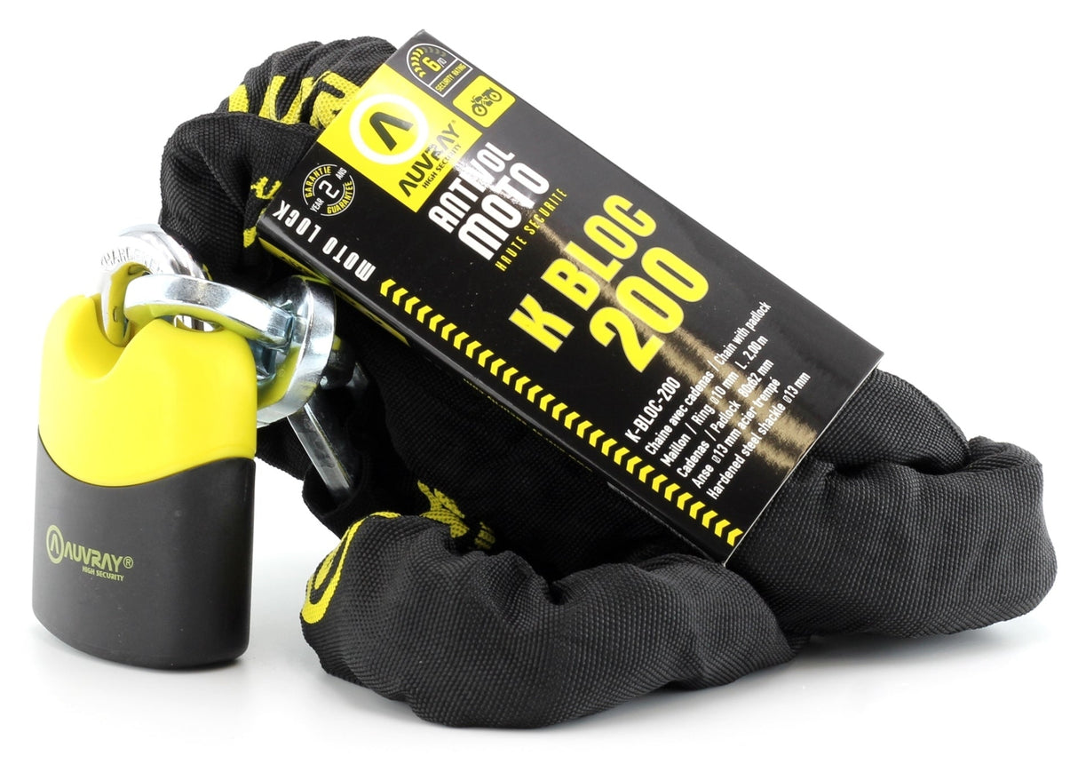 Auvray Bike Chain K-Block 200cm With Padlock