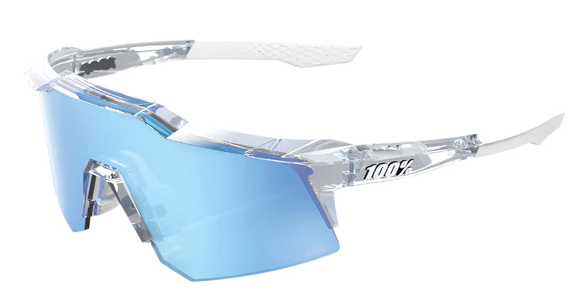 100 Percent Speedcraft XS - Polished Translucent Clear - HiPER Blue