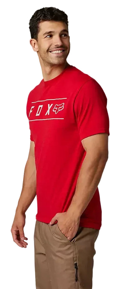 Fox PINNACLE Short Sleeve TECH TEE Flame Red SIDE FACING MODEL