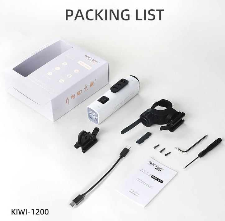 Gaciron Kiwi 1200LM Anti Glare Front Bike Light White