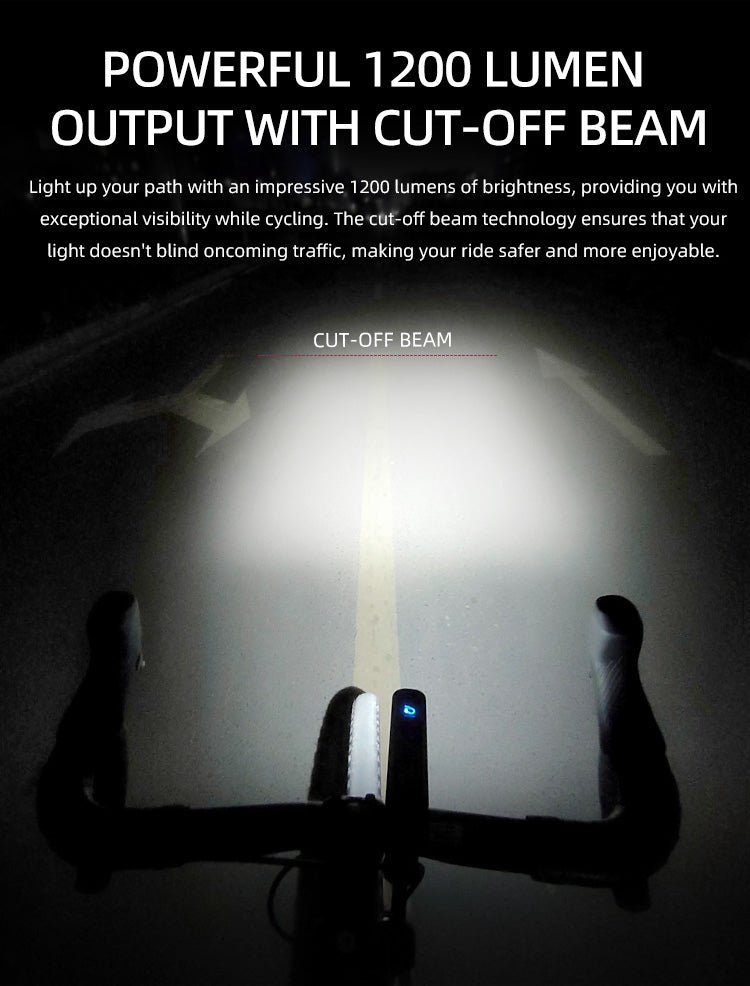 Gaciron Kiwi 1200LM Anti Glare Front Bike Light White