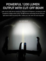 Gaciron Kiwi 1200LM Anti Glare Front Bike Light White
