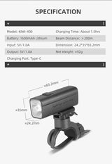 Gaciron Kiwi 400LM Anti Glare Front Bike Light