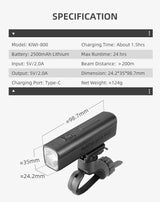Gaciron Kiwi 800LM Anti Glare Front Bike Light