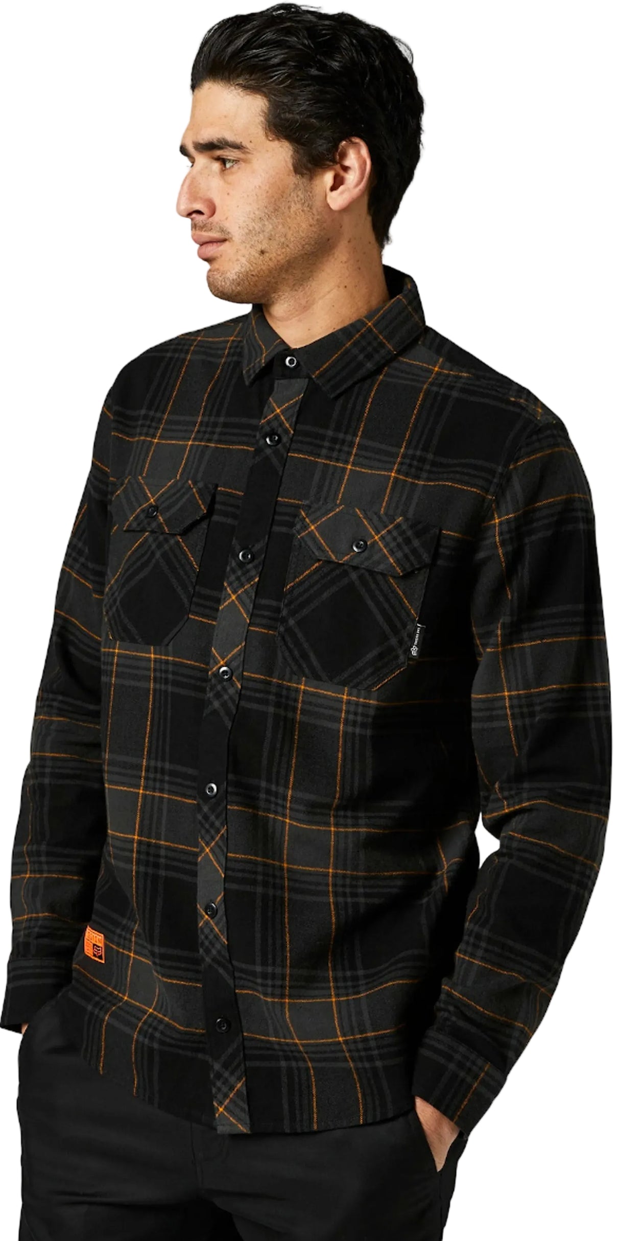 Fox TRAILDUST 2.0 FLANNEL Black SIDE -FRONT FACING MODEL