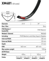 DT Swiss XM481 27.5" 32H Discbrake Trail Rim