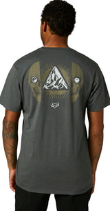 Fox FOX UNPLUGGED Short Sleeve PREMIUM TEE Dark Shadow BACK FACING MODEL