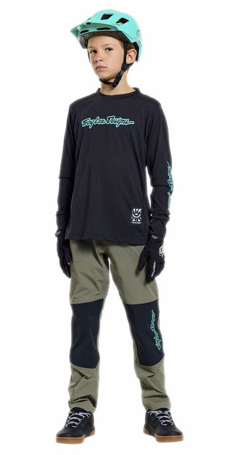 Troy Lee Designs Youth Skyline Trail Pant Mono Army FRONT FACING MODEL