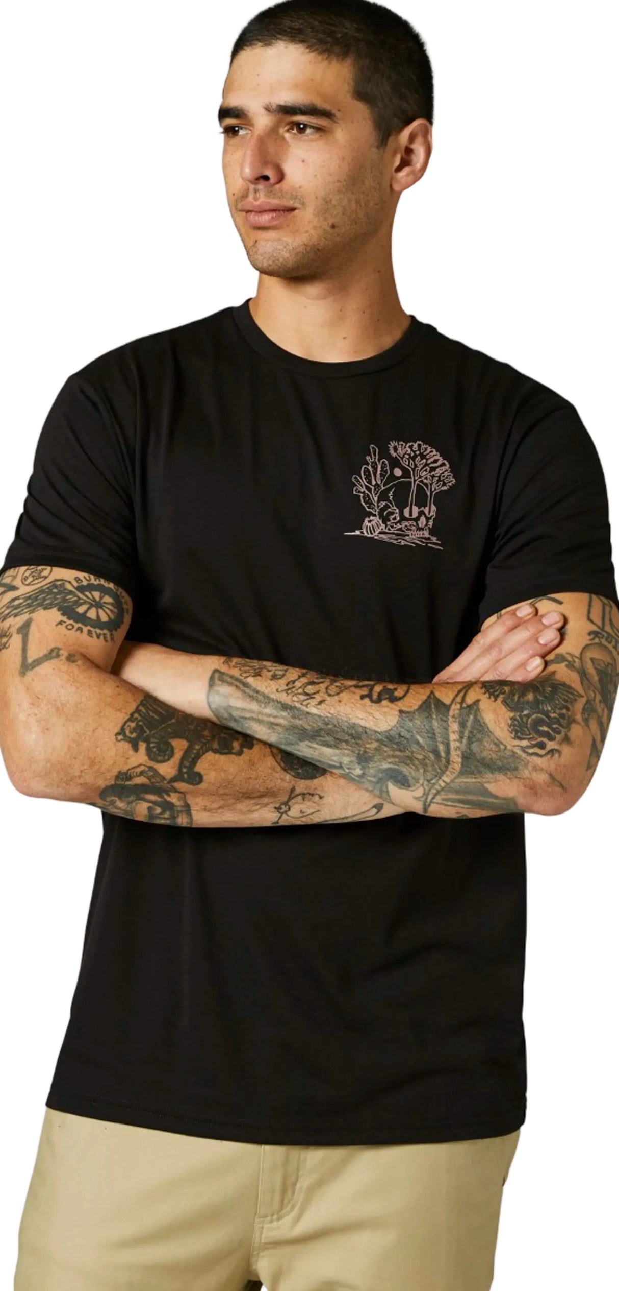 Fox ROAD TRIPPIN Short Sleeve TECH TEE Black FRONT FACING MODEL