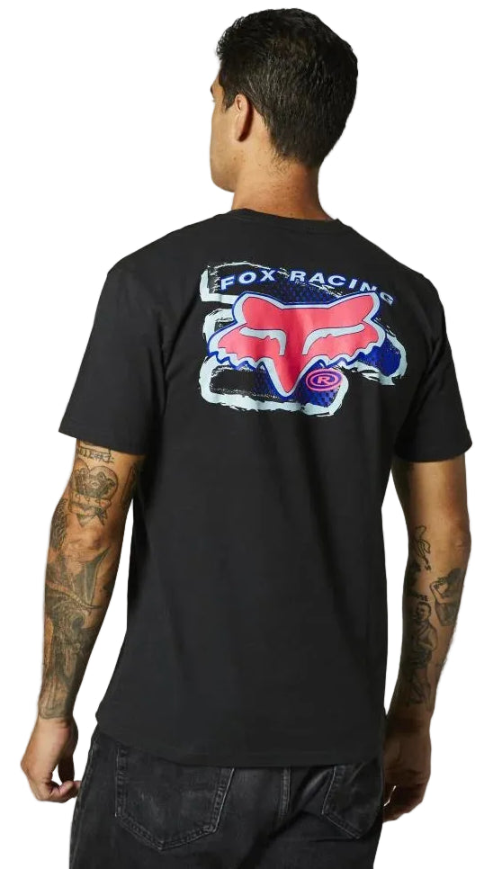 Fox BRUSHED Short Sleeve PREMIUM TEE Black BACK FACING MODEL