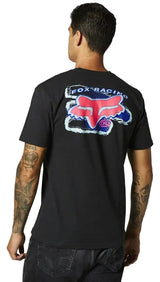 Fox BRUSHED Short Sleeve PREMIUM TEE Black BACK FACING MODEL