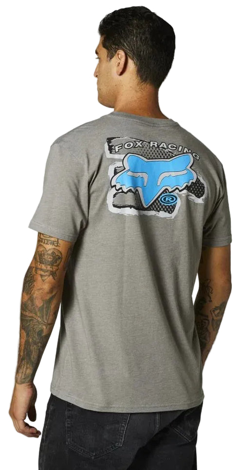 Fox BRUSHED Short Sleeve PREMIUM TEE Heather Graphite BACK FACING MODEL