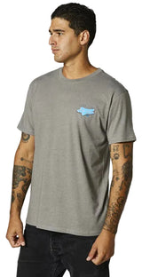 Fox BRUSHED Short Sleeve PREMIUM TEE Heather Graphite SIDE-FRONT FACING MODEL