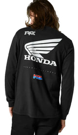 Fox HONDA WING Long Sleeve TEE Black BACK FACING MODEL