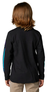 Fox YOUTH VIZEN Long Sleeve TEE Black BACK FACING MODEL
