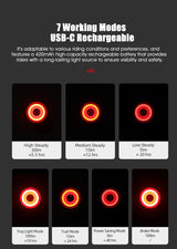 Gaciron 100LM Smart Rear Brake Light Magnetic White Housing