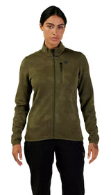 Fox W RANGER MIDLAYER FULL ZIP Olive Green FRONT FACING MODEL 