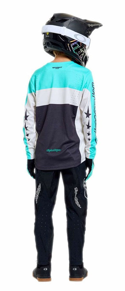 Troy Lee Designs Skyline Pro Short Sleeve Jersey Fangs Sangria BACK FACING MODEL