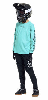 Troy Lee Designs Youth Sprint Pro Jersey Mono Real Teal SIDE-FRONT FACING MODEL