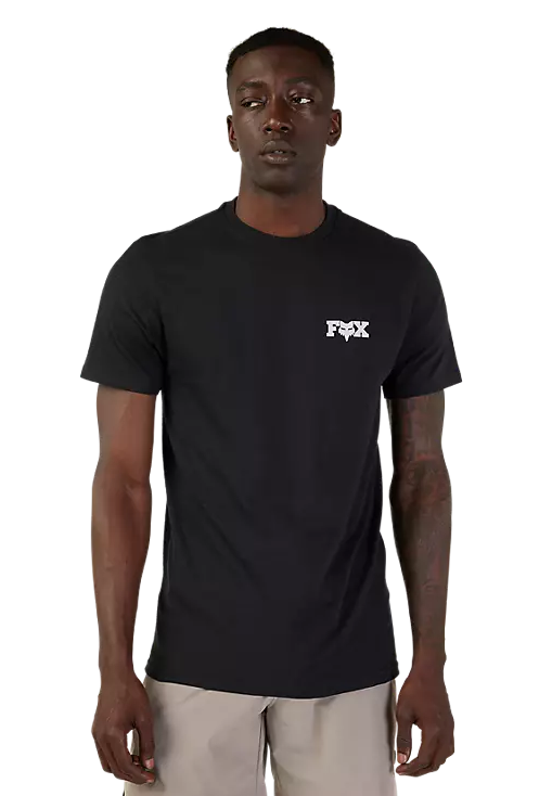 Fox PROGRESSION Short Sleeve PREM TEE Black FRONT FACING MODEL