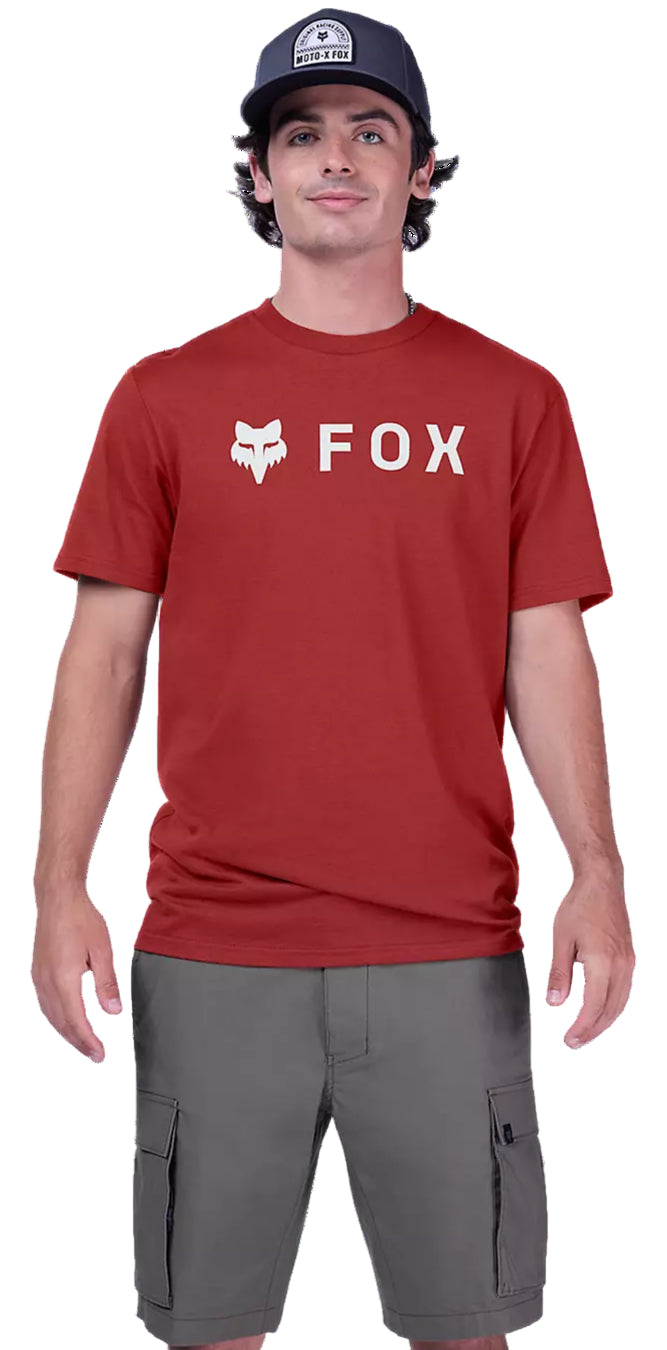 Fox Absolute SS Premium Tee Rust FRONT FACING MODEL 
