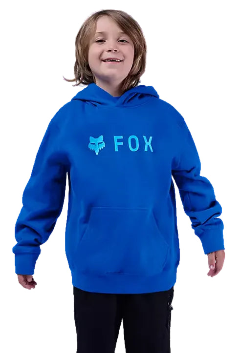Fox Youth Absolute Fleece Pullover Blue FRONT FACING MODEL 