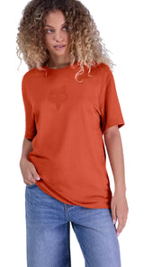 Fox W Fox Head SS Tee Coral FRONT FACING MODEL 