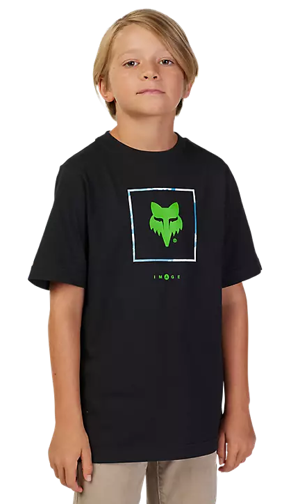 Fox YTH ATLAS Short Sleeve TEE Black FRONT FACING MODEL
