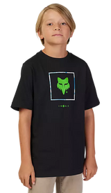 Fox YTH ATLAS Short Sleeve TEE Black FRONT FACING MODEL