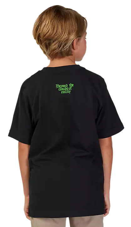 Fox YTH ATLAS Short Sleeve TEE Black BACK FACING MODEL