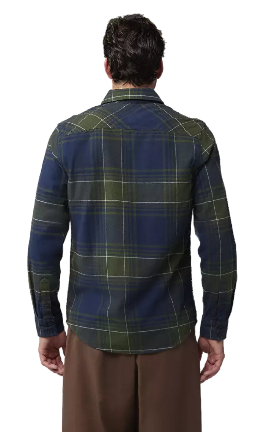 Fox TrailDust Flannel Shirt Midnight BACK FACING MODEL 