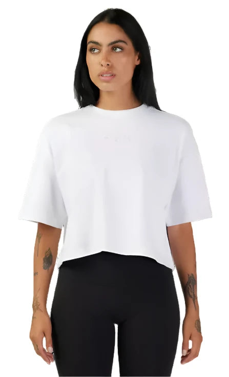 Fox WOMENS WORDMARK OS CROP TEE - White