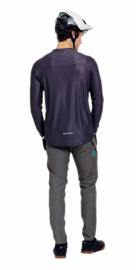 Troy Lee Designs Skyline Pro Air Long Sleeve Jersey Mono Carbon BACK FACING MODEL