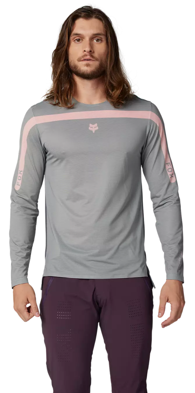 Fox Flexair Aviation LS Jersey Race Grey Vintage FRONT FACING MODEL