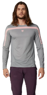 Fox Flexair Aviation LS Jersey Race Grey Vintage FRONT FACING MODEL