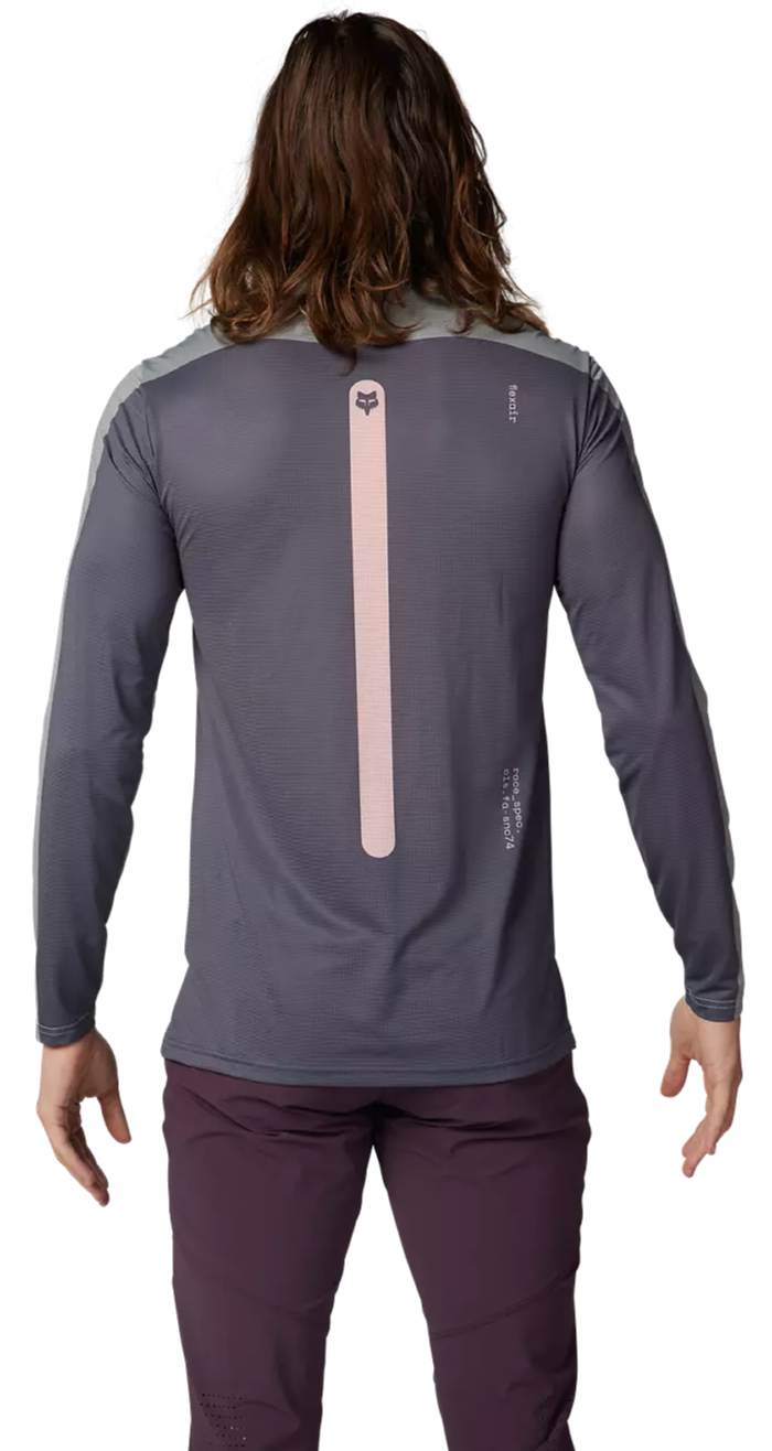 Fox Flexair Aviation LS Jersey Race Grey Vintage BACK FACING MODEL