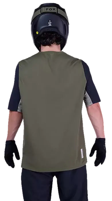 Fox Defend SS Jersey Olive Green BACK FACING MODEL