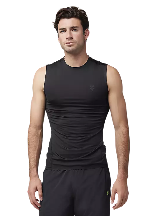 Fox Racing Tecbase Shirt Black FRONT FACING MODEL