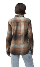 Fox Women's Traildust Flannel Shirt Wal BACK FACING MODEL