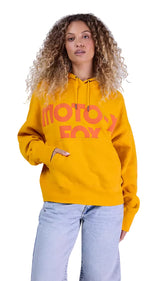 Fox W Moto-X Oversized Fleece Pullover Mustard FRONT FACING MODEL 