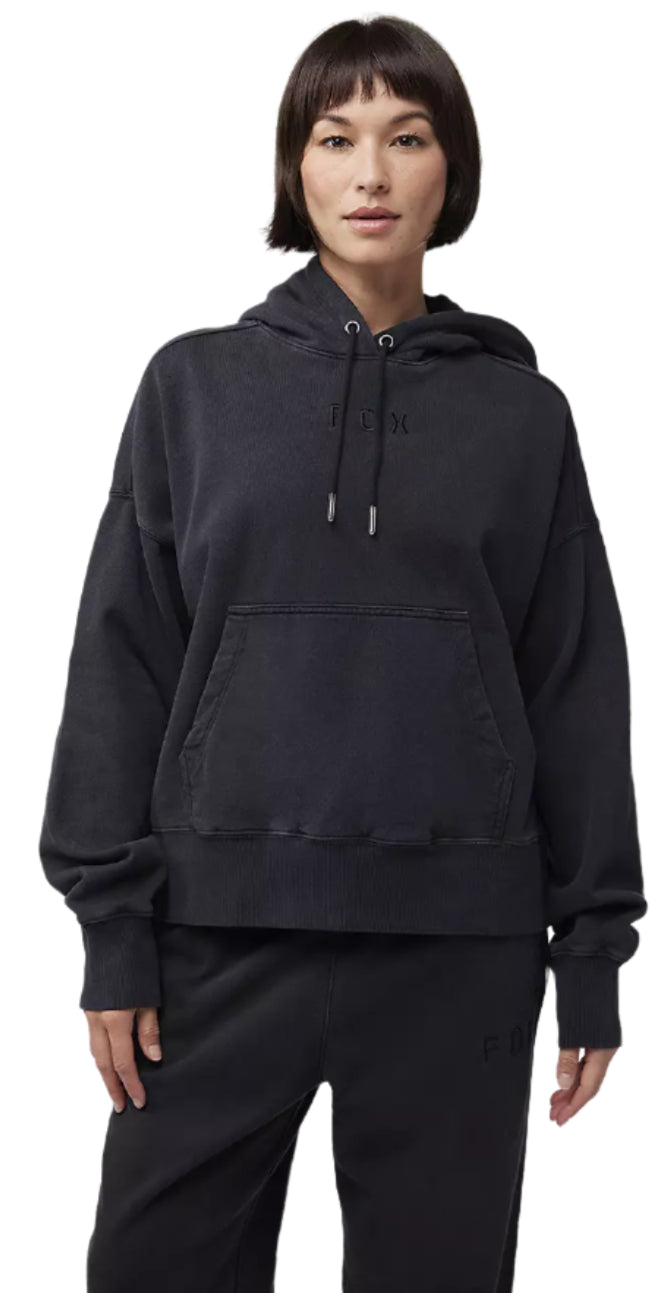 Fox Womens WORDMARK Oversized Fleece PO Black FRONT FACING MODEL